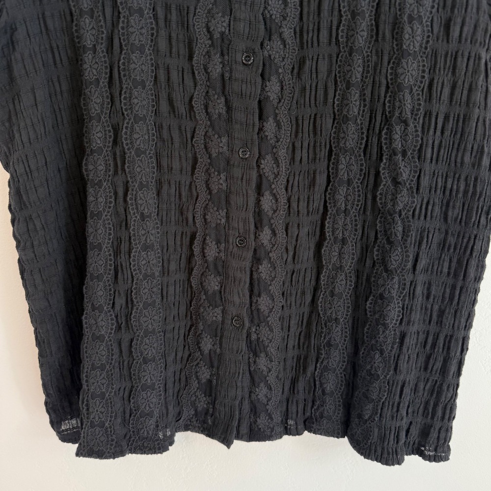 Baltic Born Zara Lace Top Black Size M Cotton Boho Feminine Coquette Blouse - Picture 6 of 13